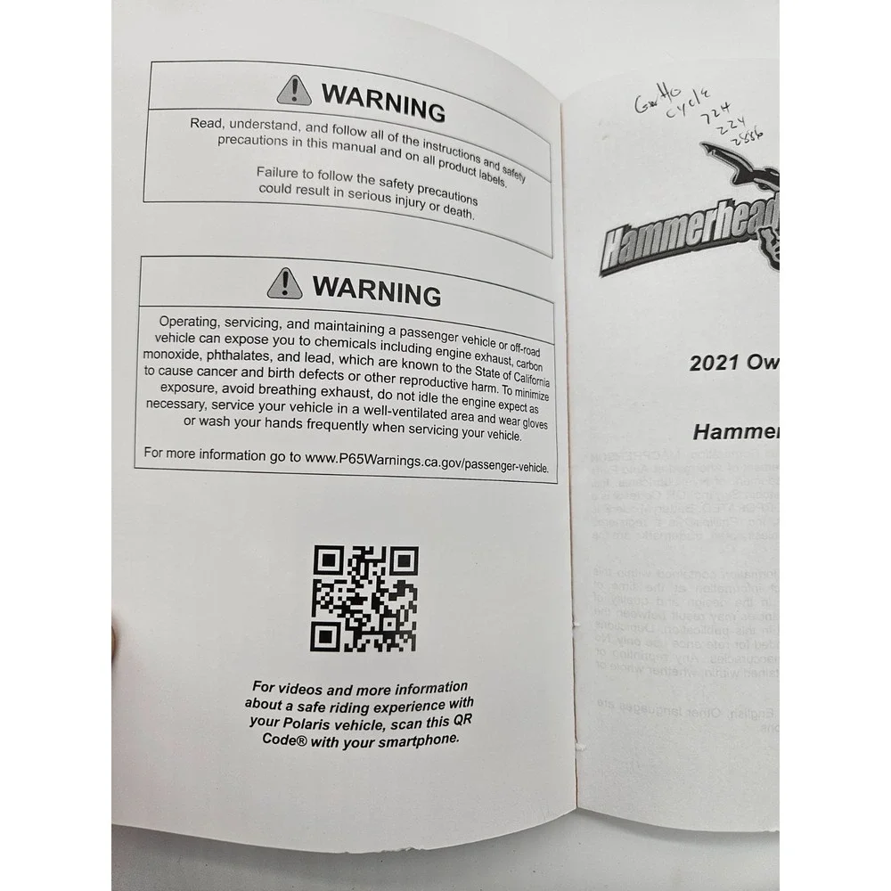 2021 Hammerhead R-150 Owner's Manual for Maintenance‎ and Safety